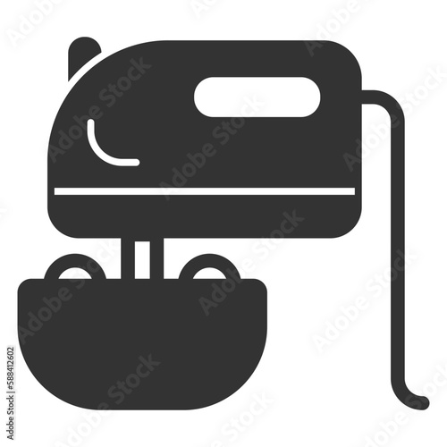 Mixer whipping cream in a bowl - icon, illustration on white background, glyph style