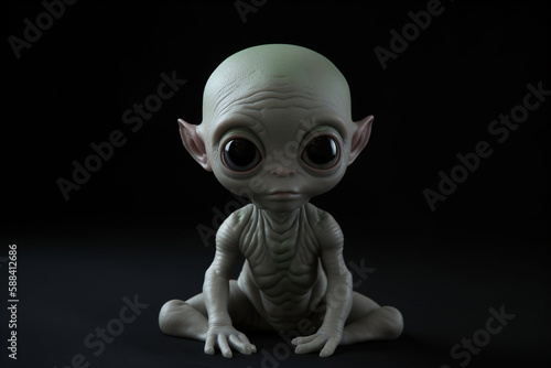 small baby alien, grey alien, cute alien, generative ai
