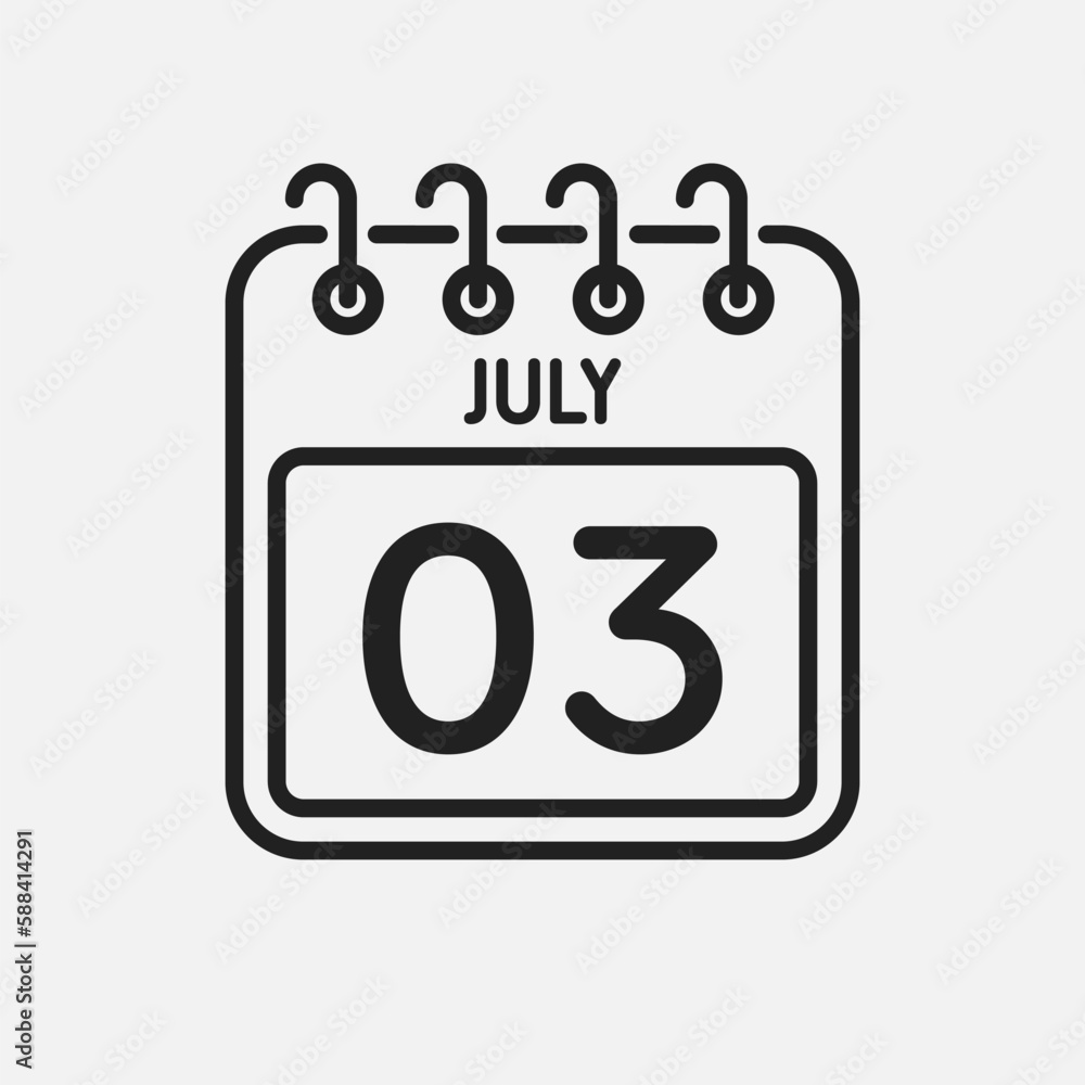 Icon page calendar day - 3 July Icon page calendar day - 3 July