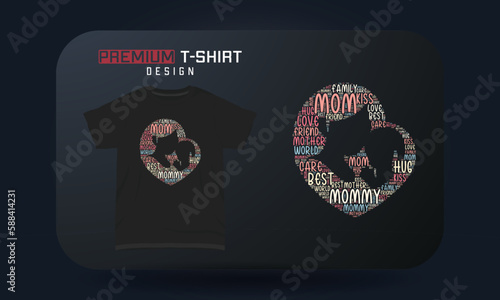 Mother and baby  Shape cloud T-shirt Design