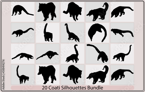 Coati Animal Logo Design tail,Silhouette of South American coati,Animals South America