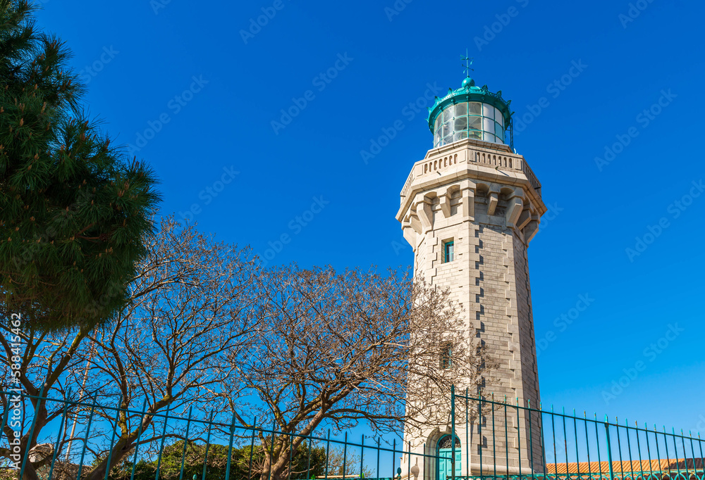 Main lighthouse on Mont Saint Clair in Sète, Hérault, Occitanie, France