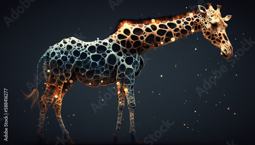 Giraffe animal abstract wallpaper. Contrast background in vivid colors generative ai