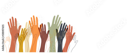 Human hands. Diverse group of people. People equity help.