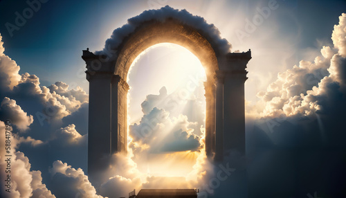 An centered archway. The entrance to paradise / heaven. Petrus. Space for text.
