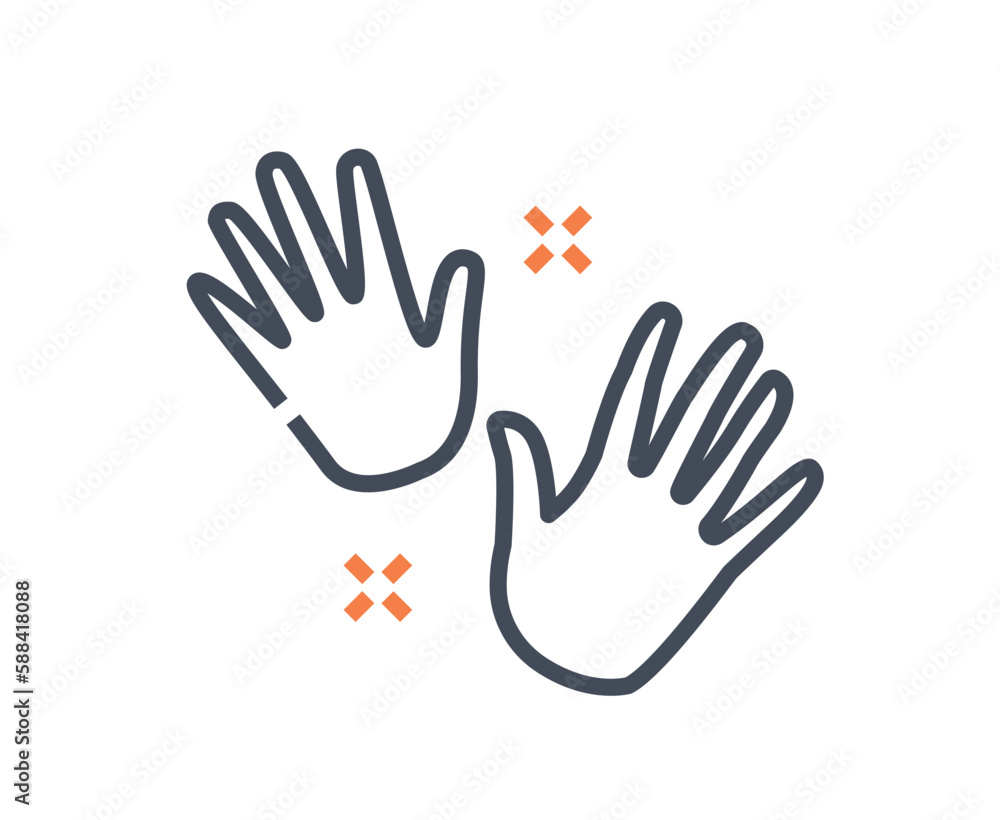 Hands skill icon. Imprints of human hands. Anatomy and biology. Logo for company or organization, branding. Interface for programs and applications. Cartoon flat vector illustration Hands skill icon. Imprints of human hands. Anatomy and biology. Logo for company or organization, branding. Interface for programs and applications. Cartoon flat vector illustration