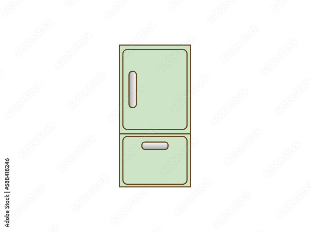 レトロなグリーンカラーの冷蔵庫イラスト レトロなグリーンカラーの冷蔵庫イラスト