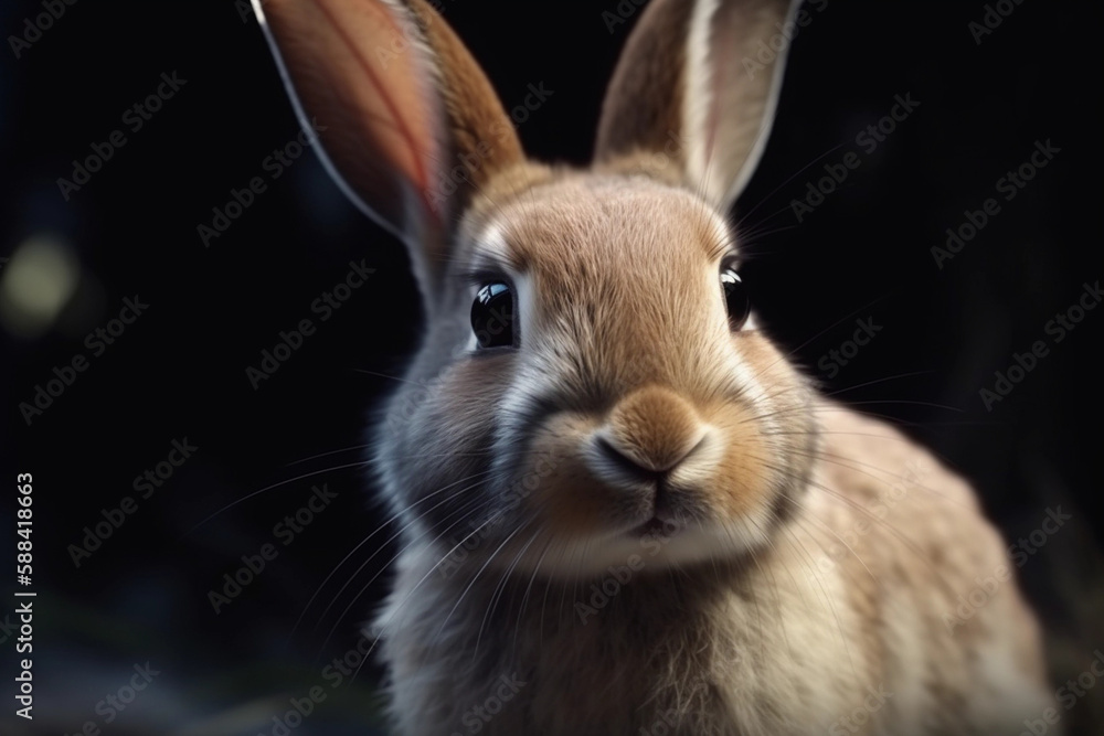 a brown rabbit looking at something in the distance, Generative AI