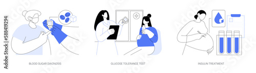 Diabetes diagnosis abstract concept vector illustrations.