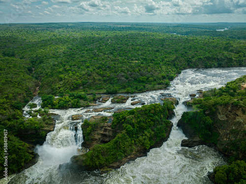 Aerial view of Murchison Falls in Uganda Africa