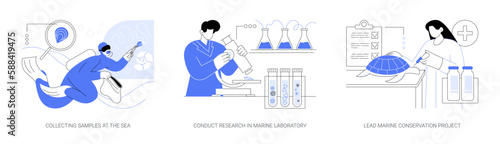Marine science abstract concept vector illustrations.