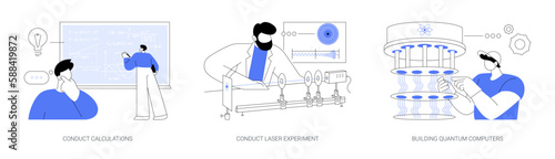 Quantum physics abstract concept vector illustrations.