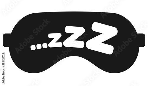 Zzz sleep snore text on eye mask vector icon. Night sleepy noise sound illustration. Black signs isolated on white background.
