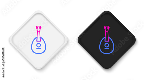 Line Traditional musical instrument mandolin icon isolated on white background. Colorful outline concept. Vector