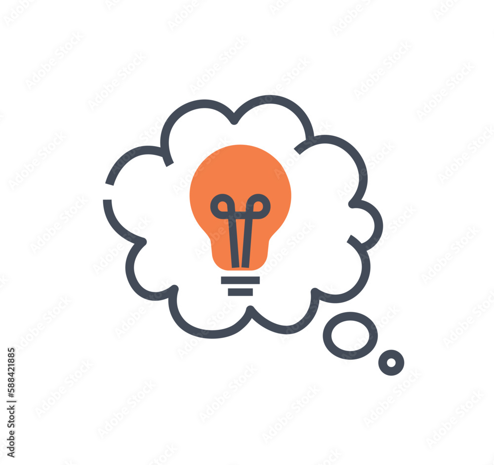 Lightbulb in cloud icon. Metaphor of insight and ideas. Business project, start up or innovation. Poster or banner for website. Speech bubble with lamp. Cartoon flat vector illustration Lightbulb in cloud icon. Metaphor of insight and ideas. Business project, start up or innovation. Poster or banner for website. Speech bubble with lamp. Cartoon flat vector illustration