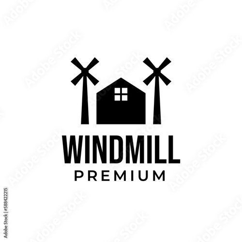Vector windmill house logo design concept illustration idea