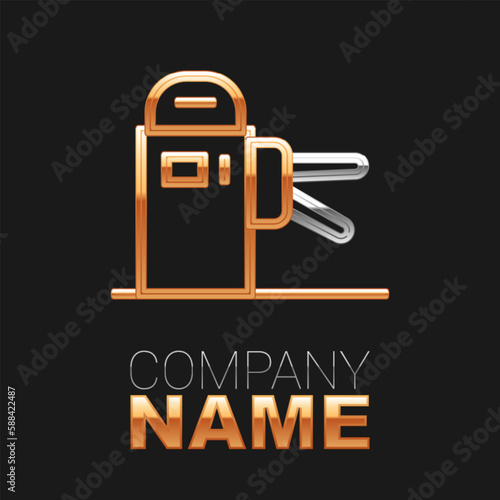 Line Turnstile icon isolated on black background. Colorful outline concept. Vector