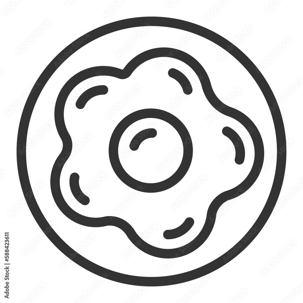Fried eggs on a plate - icon, illustration on white background, outline style Fried eggs on a plate - icon, illustration on white background, outline style
