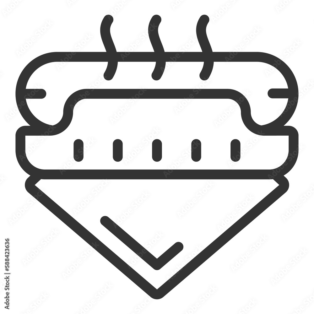 Hot dog and napkin - icon, illustration on white background, outline style Hot dog and napkin - icon, illustration on white background, outline style