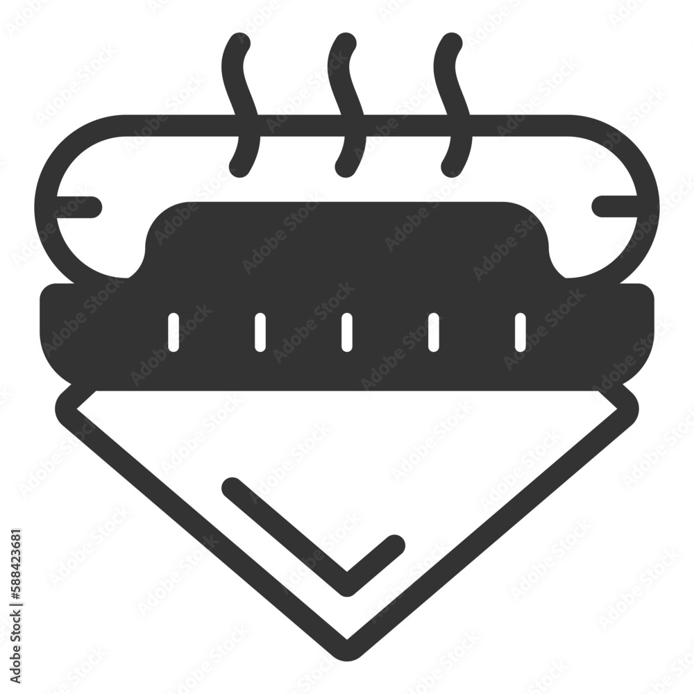 Hot dog and napkin - icon, illustration on white background, glyph style Hot dog and napkin - icon, illustration on white background, glyph style