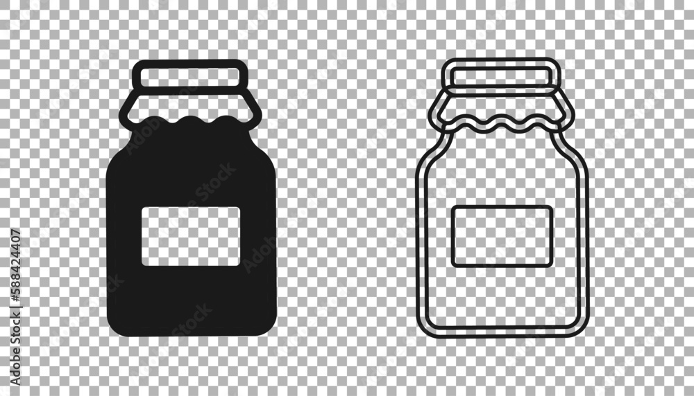 Black Jar of honey icon isolated on transparent background. Food bank. Sweet natural food symbol. Vector Black Jar of honey icon isolated on transparent background. Food bank. Sweet natural food symbol. Vector