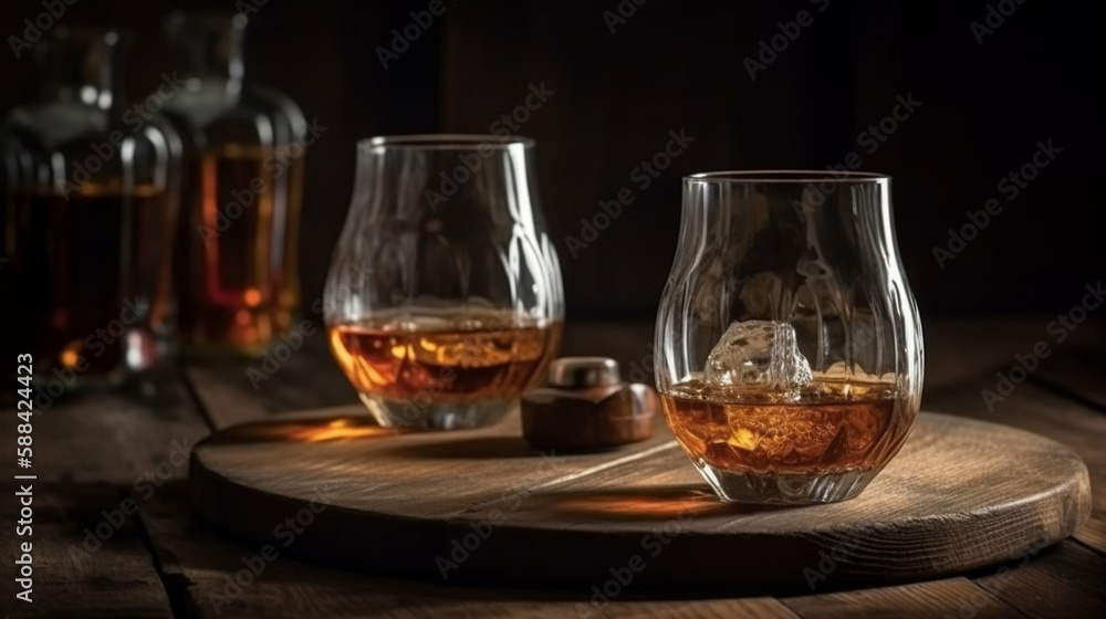 Tasting of single malt Scotch whisky in Scotland,generative ai Tasting of single malt Scotch whisky in Scotland,generative ai