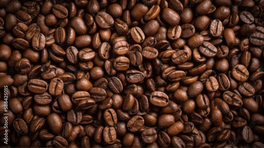 Roasted coffee beans texture. Generative AI