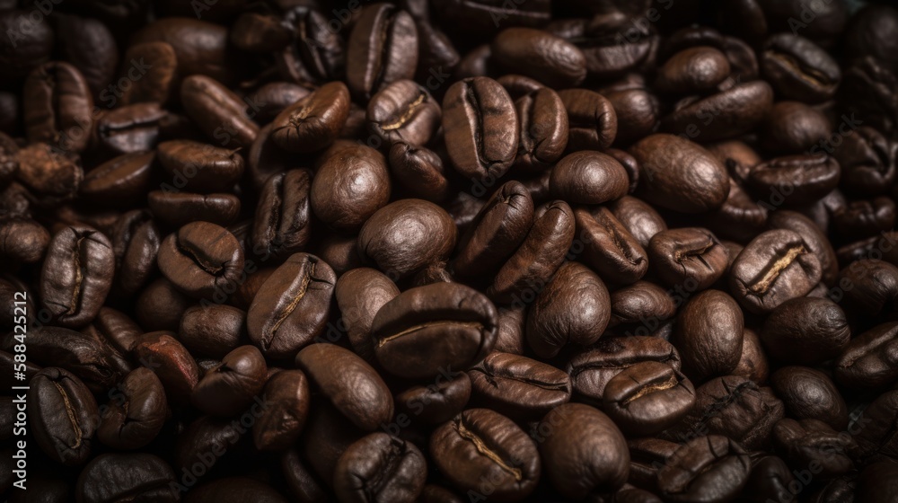 Roasted coffee beans texture. Generative AI Roasted coffee beans texture. Generative AI