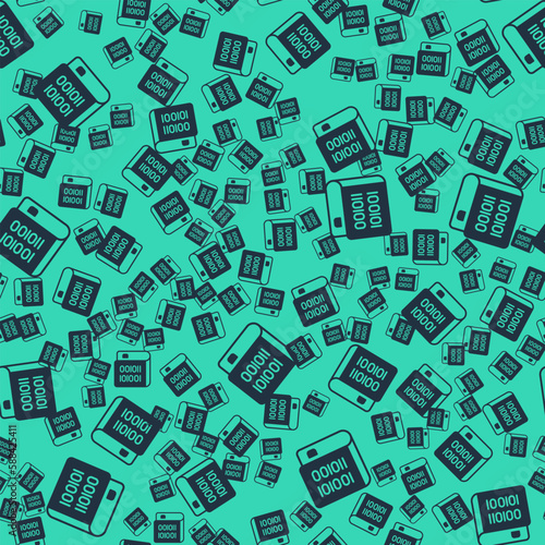 Black Books about programming icon isolated seamless pattern on green background. Programming language concept. PHP, CSS, XML, HTML, Javascript learning. Vector