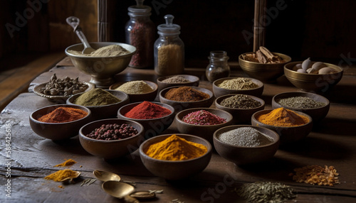 A bowl of vibrant Indian spice variation generated by AI