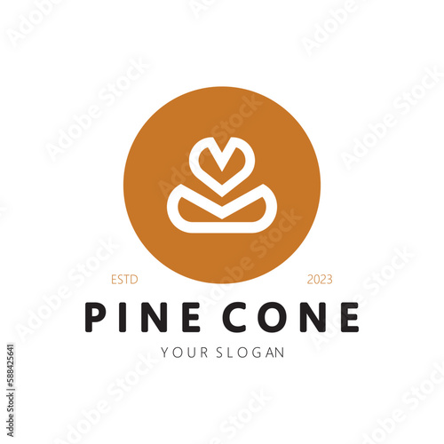 abstract simple pinecone logo design,for business,badge,emblem,pine plantation,pine wood industry,yoga,spa,vector