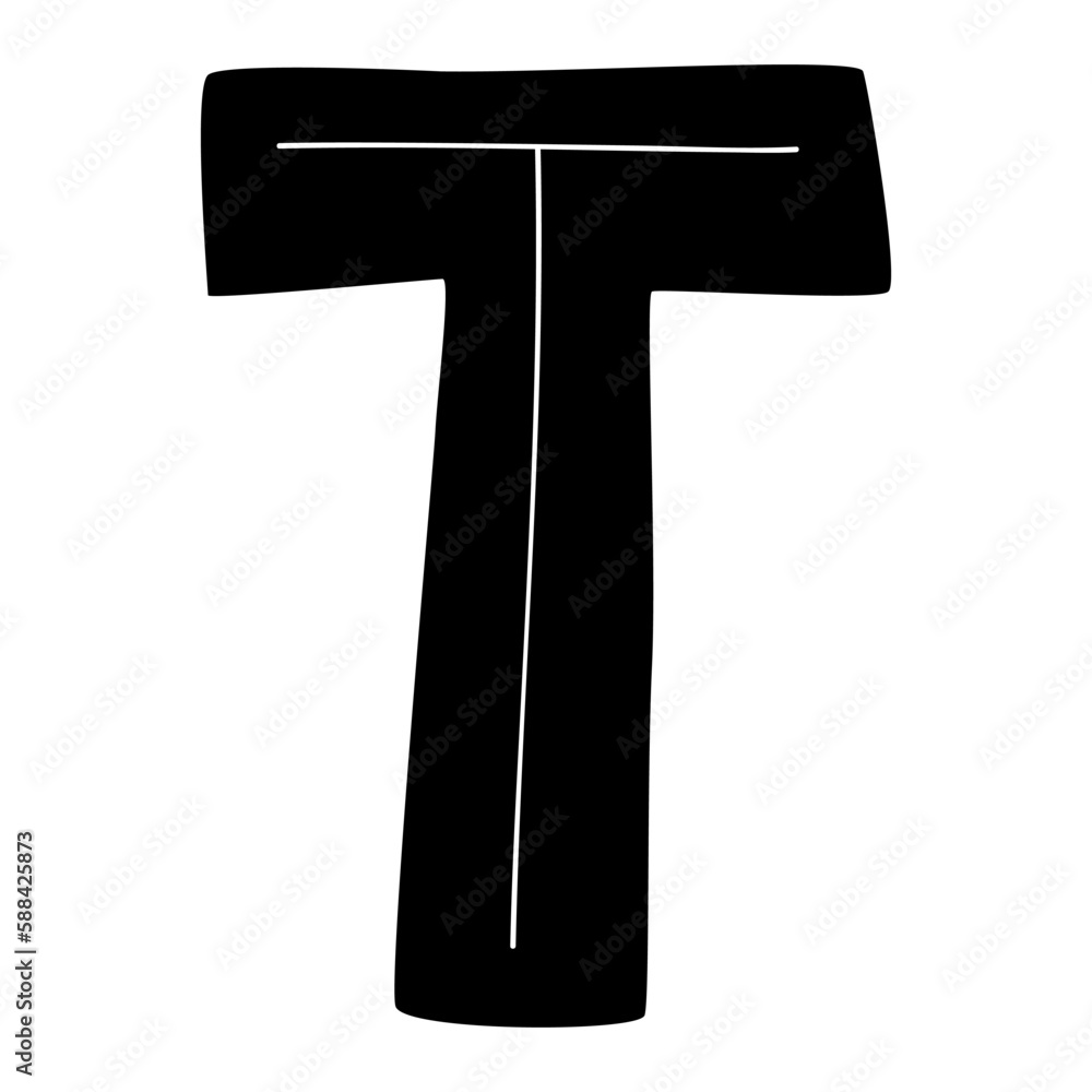 Capital Letter T. Hand Drawn Illustration Capital Letter T. Hand Drawn Illustration