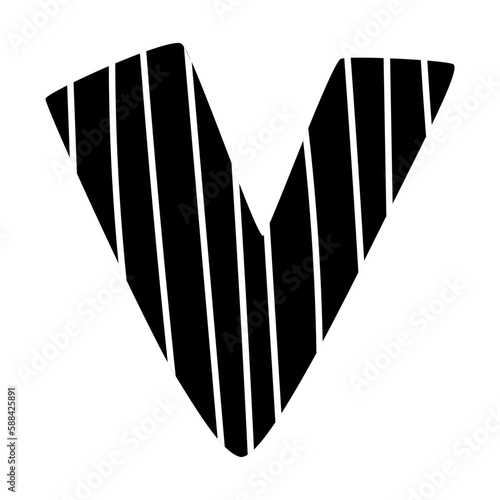 Small Letter V. Hand Drawn Illustration