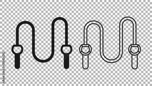 Black Jump rope icon isolated on transparent background. Skipping rope. Sport equipment. Vector