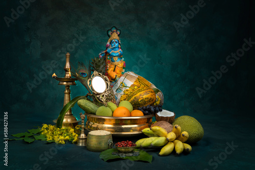 2023 Vishu background, Beautiful vishukani image photo