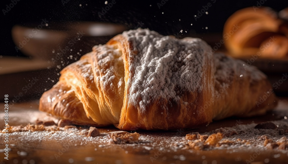 Homemade bread and croissants baked fresh daily generated by AI Homemade bread and croissants baked fresh daily generated by AI