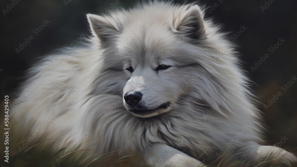 close up of a dog, portrait of a dog, oil painting of a dog, generative ai