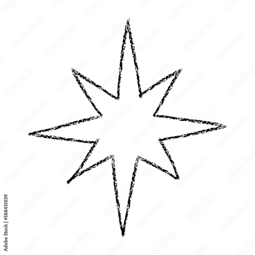 Chalk Drawn Star Or Compass Rose. Hand Drawn Illustration Chalk Drawn Star Or Compass Rose. Hand Drawn Illustration