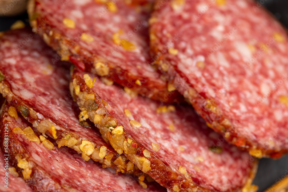 salami made of high-quality meat with spices and garlic salami made of high-quality meat with spices and garlic
