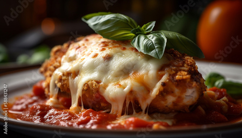Freshly cooked lasagna with gourmet bolognese sauce generated by AI