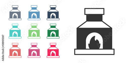 Black Blacksmith oven icon isolated on white background. Set icons colorful. Vector