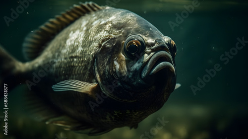 Piranha. Dangerous Underwater World. Generative AI photo