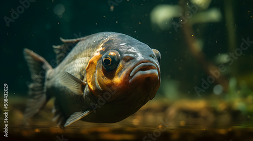 Piranha. Dangerous Underwater World. Generative AI photo