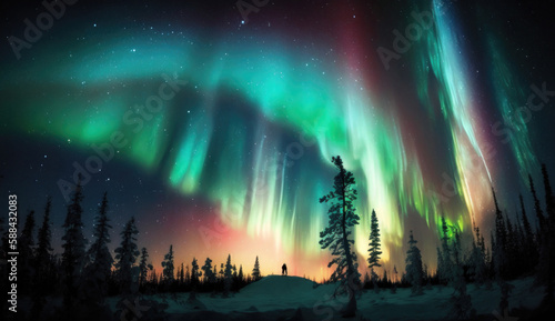 Photo of northern lights, borealis, Generative AI © d-AI-n