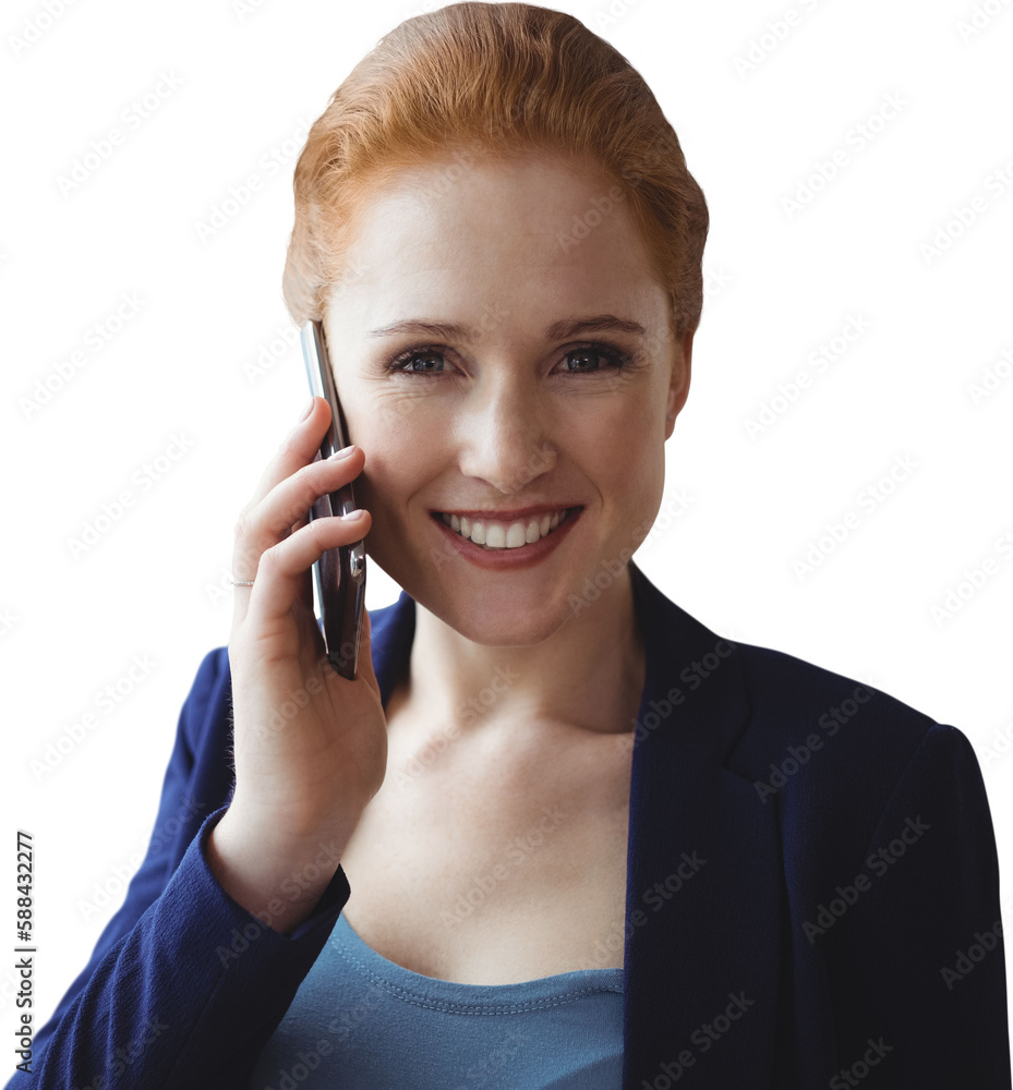Portrait of smiling businesswoman talking on phone Portrait of smiling businesswoman talking on phone
