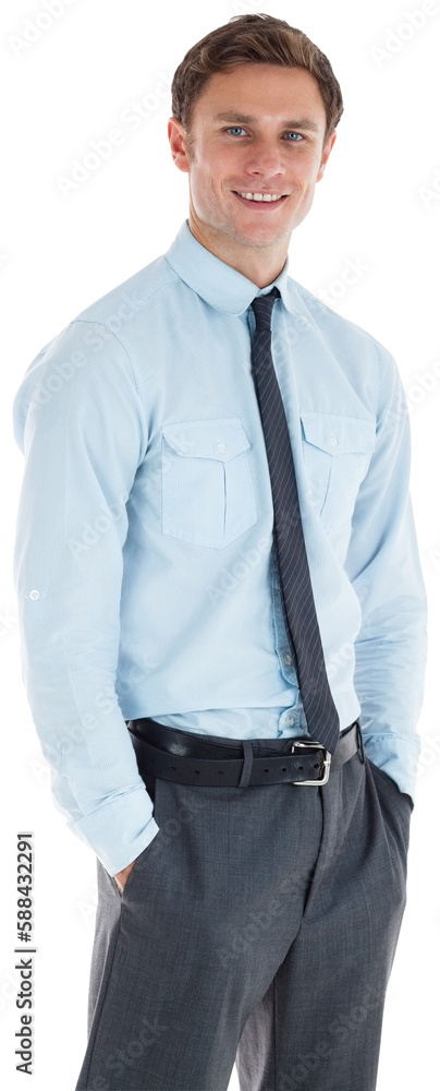 Smiling businessman standing with hand in pocket Smiling businessman standing with hand in pocket
