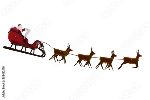 Billede på lærred Side view of Santa Claus riding on sleigh during Christmas