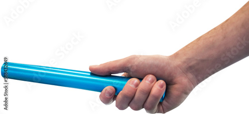 Cropped hand of athlete holding baton