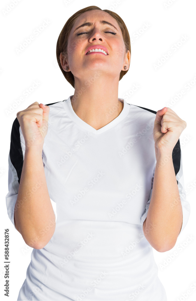 Nervous football fan in white Nervous football fan in white