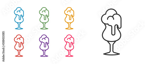 Set line Glass of beer icon isolated on white background. Set icons colorful. Vector